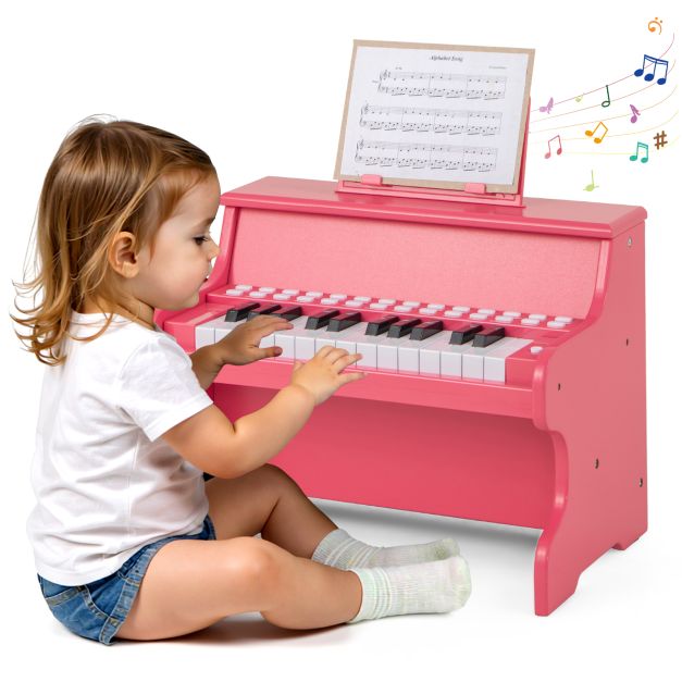 Kids Wooden Piano Keyboard 25 Keys with Music Stand – Digital Learning Gift
