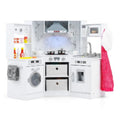 Wooden Kids Play Kitchen Corner Set with Functional Lights and Water Flow System