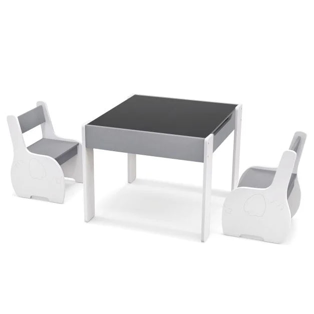 Wooden Table and Chair Set for Kids with Hidden Storage Box