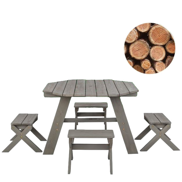 Children’s Wooden Picnic Set – 4 Chairs and Umbrella Included
