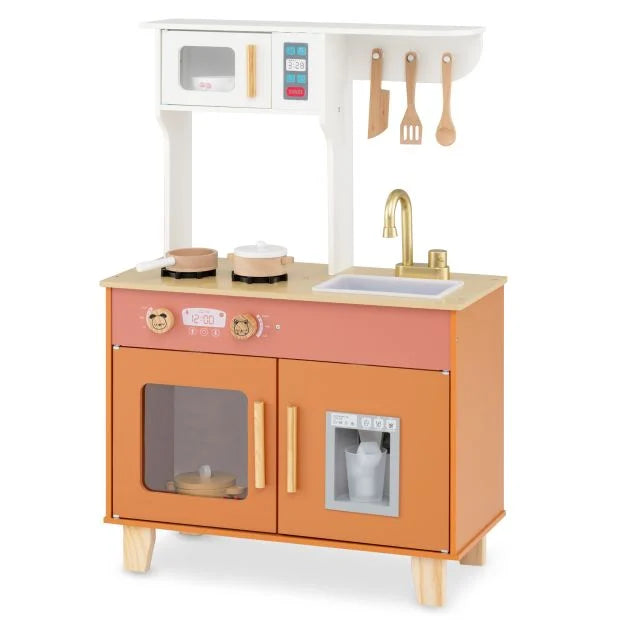 Wooden Kitchen Toy Set with Cookware for Kids Ages 3–6