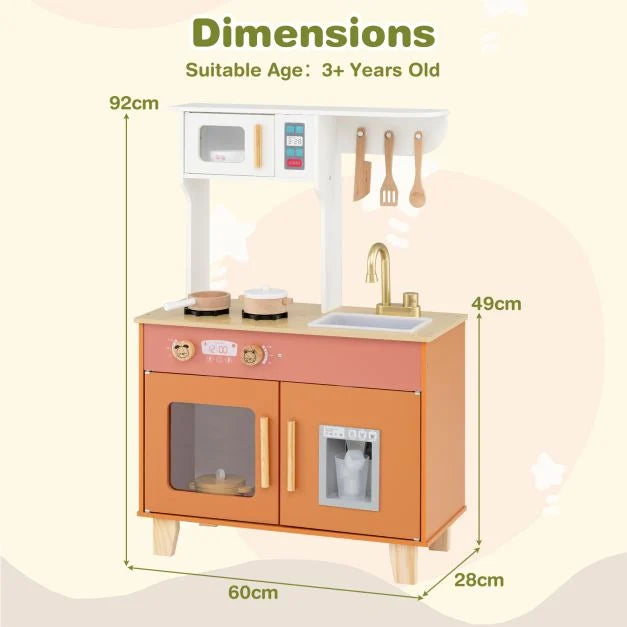 Wooden Kitchen Toy Set with Cookware for Kids Ages 3–6