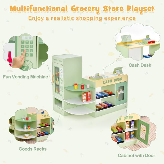 Wooden Kids’ Grocery Store Playset – Supermarket Pretend Play Toy