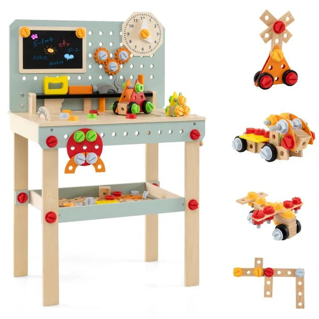 Kids Wooden Tool Workbench with Play Tools & Large Storage Space
