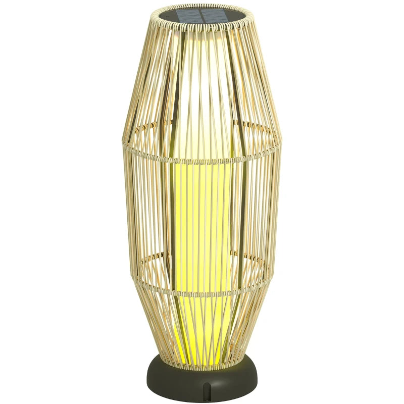 Grey Solar Rattan Floor Lamp 72cm – Waterproof Outdoor Garden Light with Auto LED
