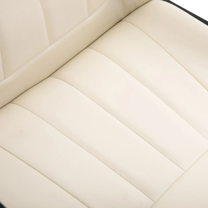 Computer Desk Chair – PU Leather, Swivel & Height Adjustable (Cream)