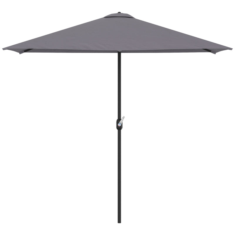 Crank Handle Semi-Round Patio Umbrella for Balcony Grey Color, No Base Included, 2.3m