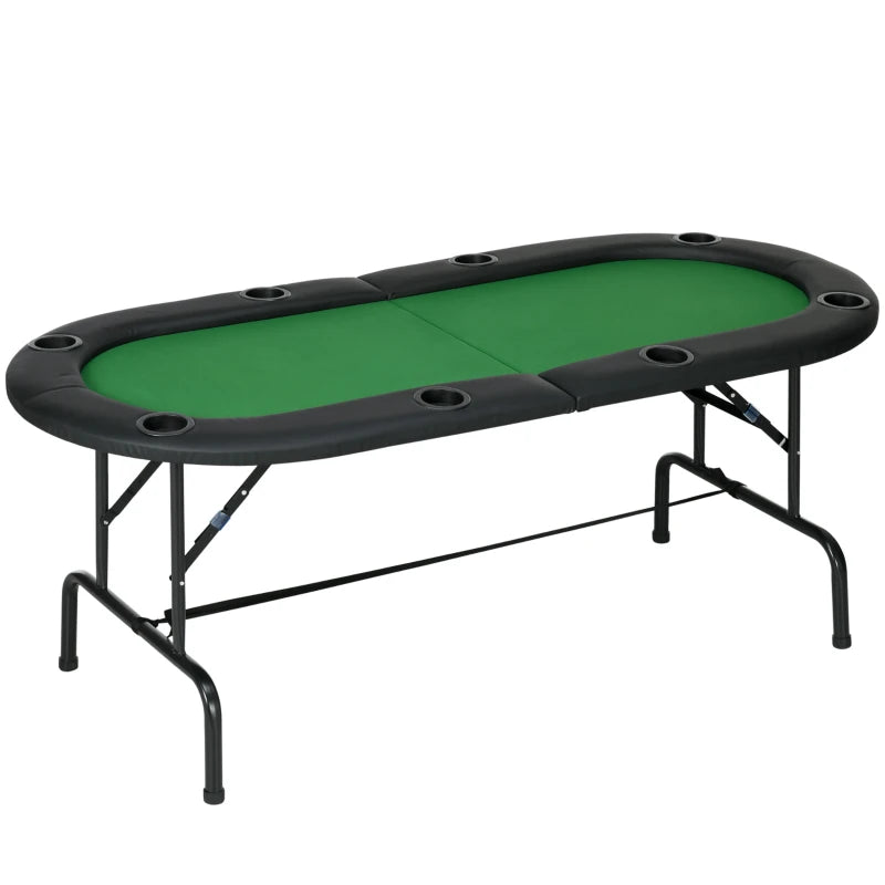 8 Player Folding Poker Table – Oval, Green & Black