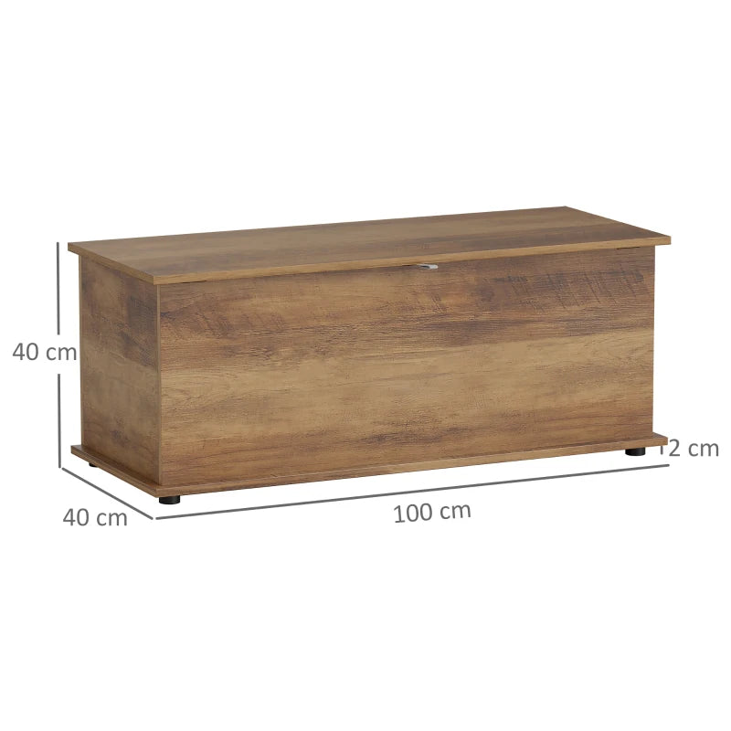 Trunk 113L – Flip-Top Storage Chest with Hinges, Brown Wood Grain