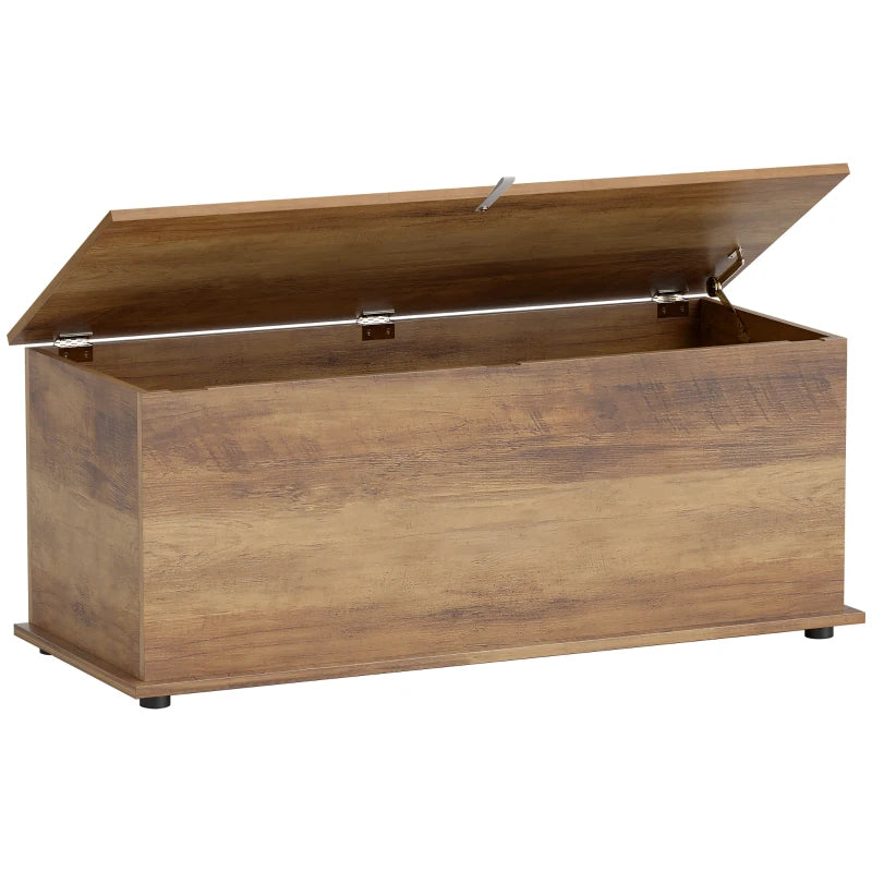 Trunk 113L – Flip-Top Storage Chest with Hinges, Brown Wood Grain