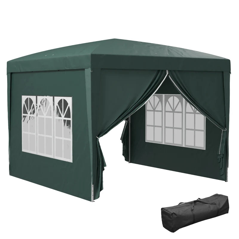 Wedding Party Canopy Tent with Windows and Carry Bag – Durable Pop Up Gazebo, 3 x 3m