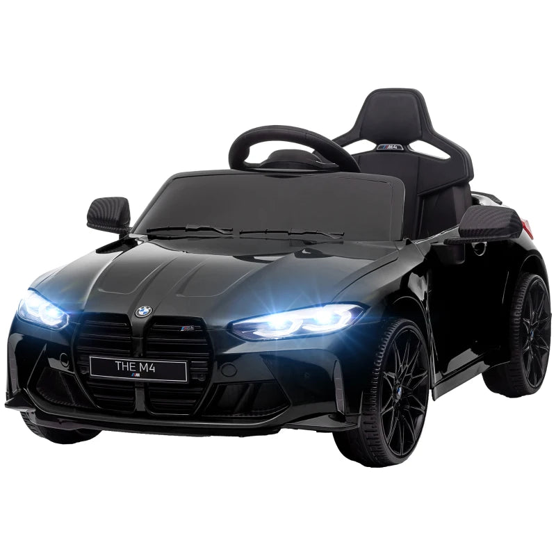 Remote Control Kids Ride-On Car with Suspension, Music, Horn & LED Lights – Licensed Black 12V
