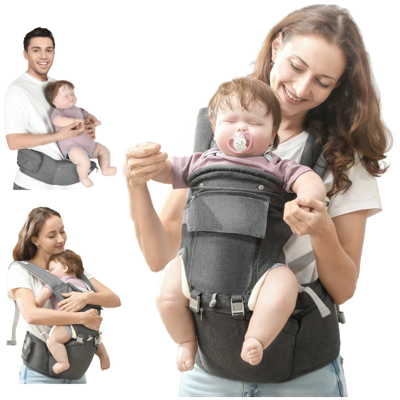Versatile Baby Carrier for 0-36 Months – 6-in-1 Design with Removable Seat, Grey