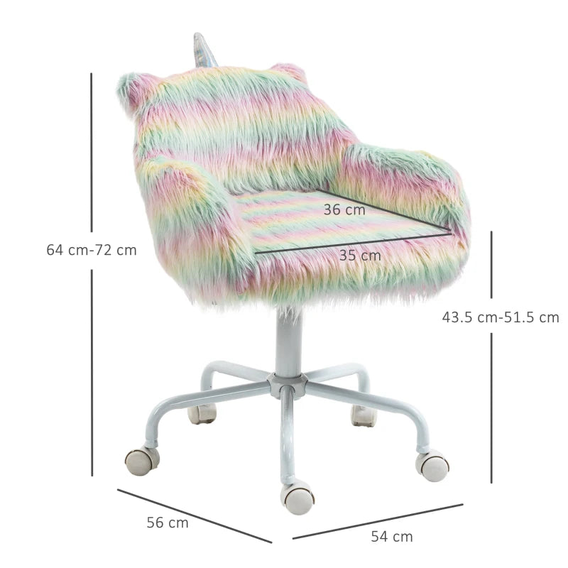 Unicorn Desk Chair – Adjustable Height, Fluffy & Colorful