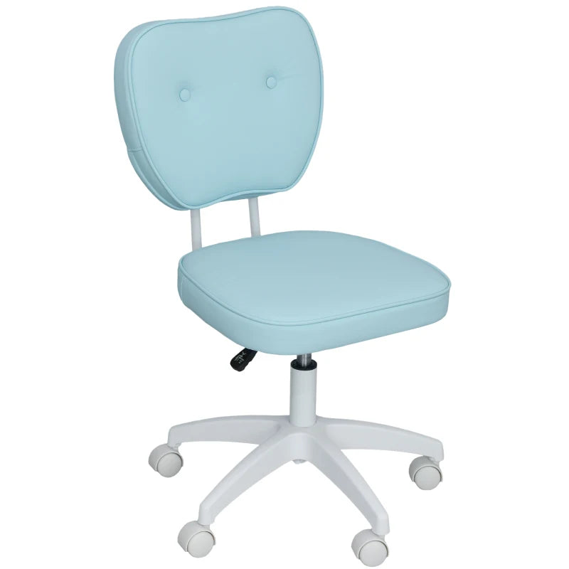 Blue Swivel Vanity Chair with Wheels