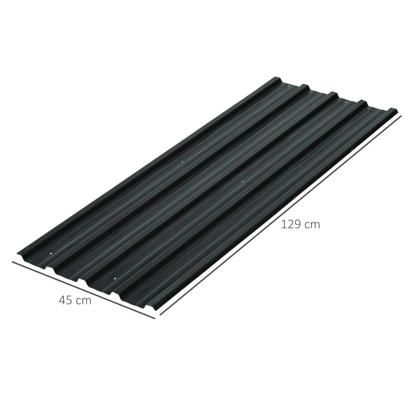 Set of 12 Corrugated Steel Roof Panels for Outdoor Sheds or Garages, Dark Grey