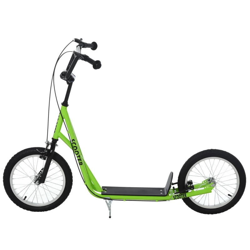 Green Kick Scooter for Boys & Girls 5+, Adjustable Height, Dual Brakes, Rubber Tyres