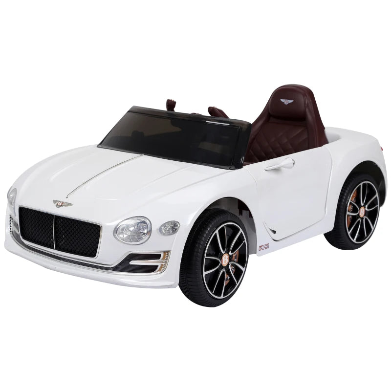 White 12V Kids Ride-On Electric Car with LED Lights – Realistic Driving Toy