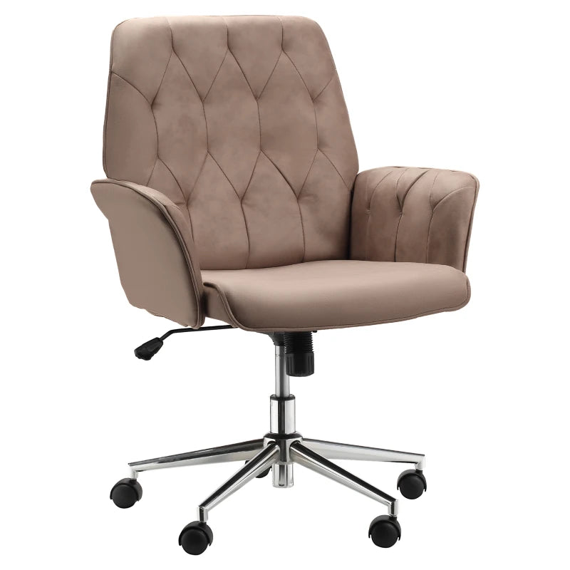 Coffee Microfibre Office Desk Chair with Armrests