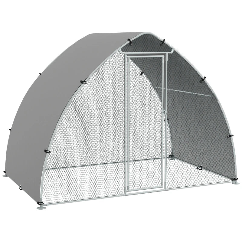 Galvanised Outdoor Chicken Coop with Cover – Silver