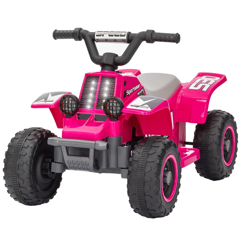 Electric 6V Ride-On Quad Bike for Kids with Forward/Reverse & Headlights - Pink
