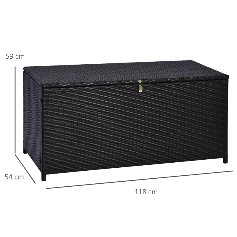 Outdoor Rattan Garden Storage Box with Gas Lift, Lockable Lid, and Spacious 284L Capacity, Dark Brown