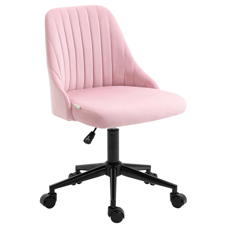 Pink Velvet Armless Chair for Office