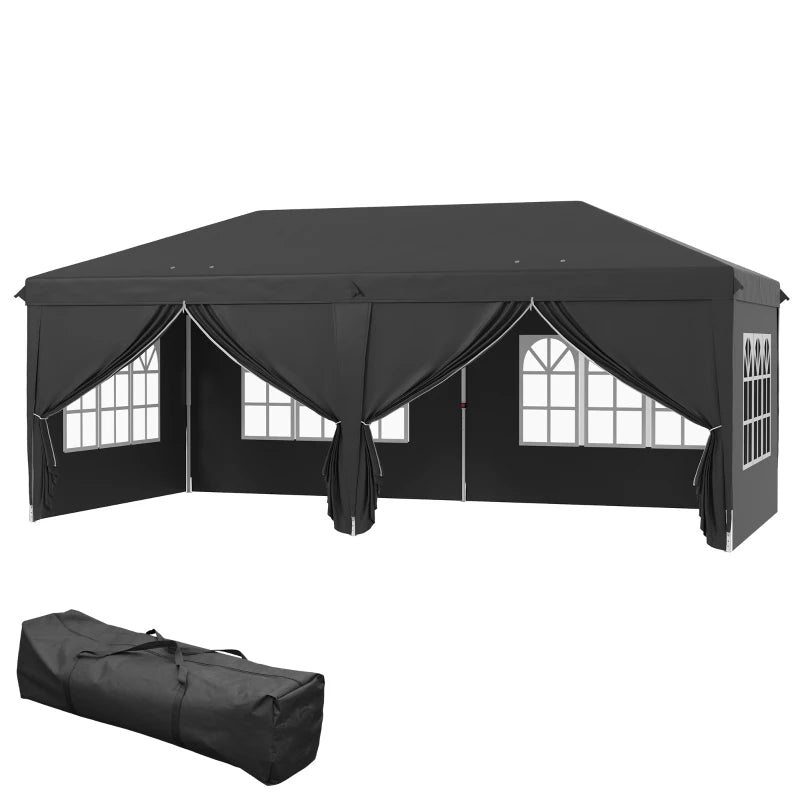 Wedding and Camping Pop-Up Gazebo with Adjustable Height, Sides & Storage Bag 3x6m