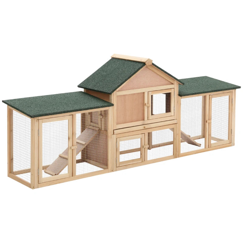 Large Wooden Rabbit Hutch with Run – 2-Storey Bunny House