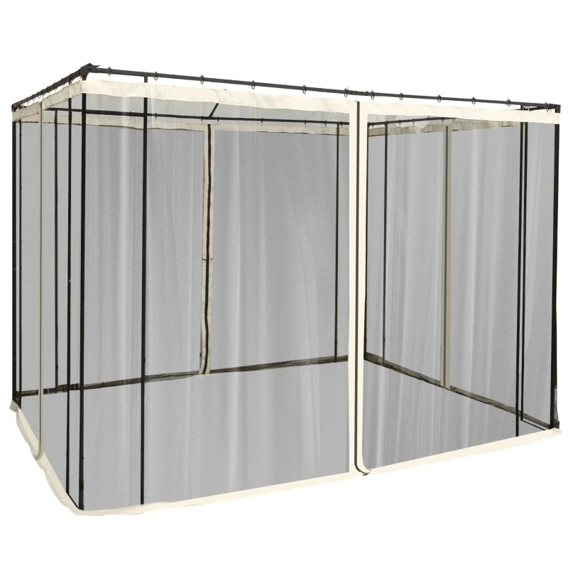 Beige Mesh Sidewall Netting Replacement for Patio Gazebo Canopy Tents, 302 x 207cm