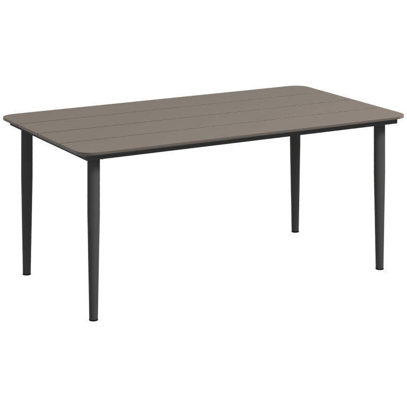 Durable Outdoor Dining Table for 6, Rust-Resistant Metal Frame, WPC Top, 160x90x74cm