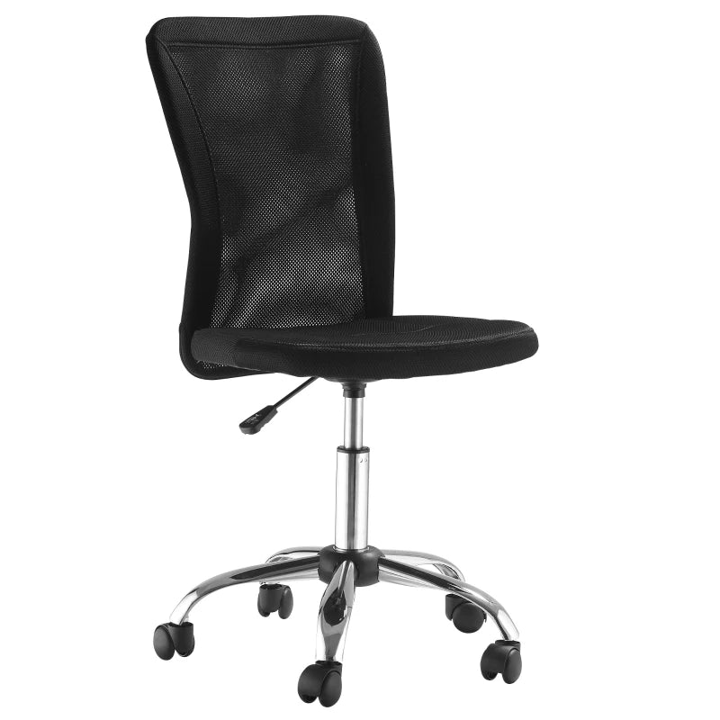 Black Mesh Desk Chair – Armless, Rolling, Adjustable Height
