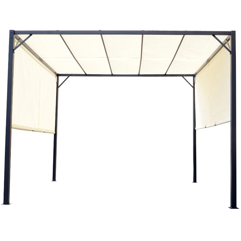 Stylish Metal Pergola with Sun Shelter Canopy for Outdoor Events and Patio 3Lx3Wx2.3H m