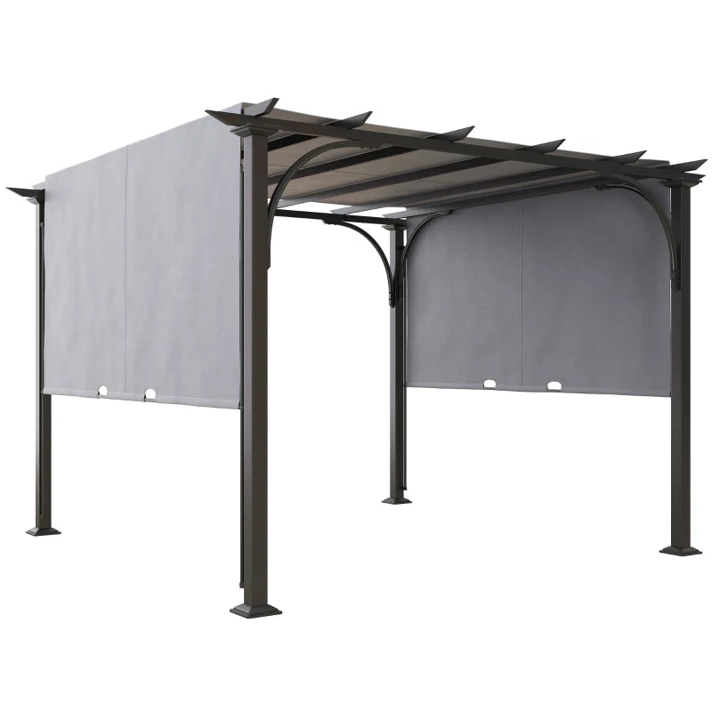 Durable Grey Pergola Gazebo with Adjustable Roof – Perfect for Gardens, 3x3m