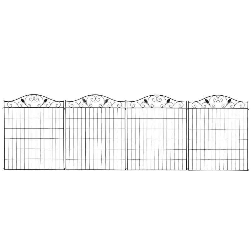 Sturdy Metal Garden Fence, 4 Panels, 44in x 12ft – Reliable Landscape Border Edging