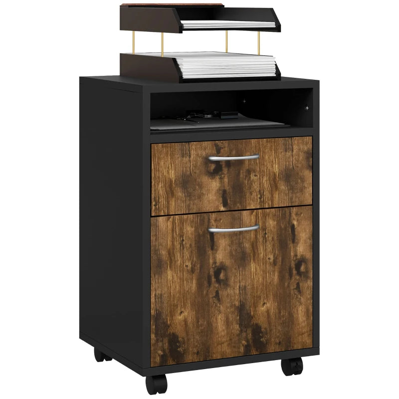 Office Filing Cabinet – HOMCOM 60cm, Rustic Brown