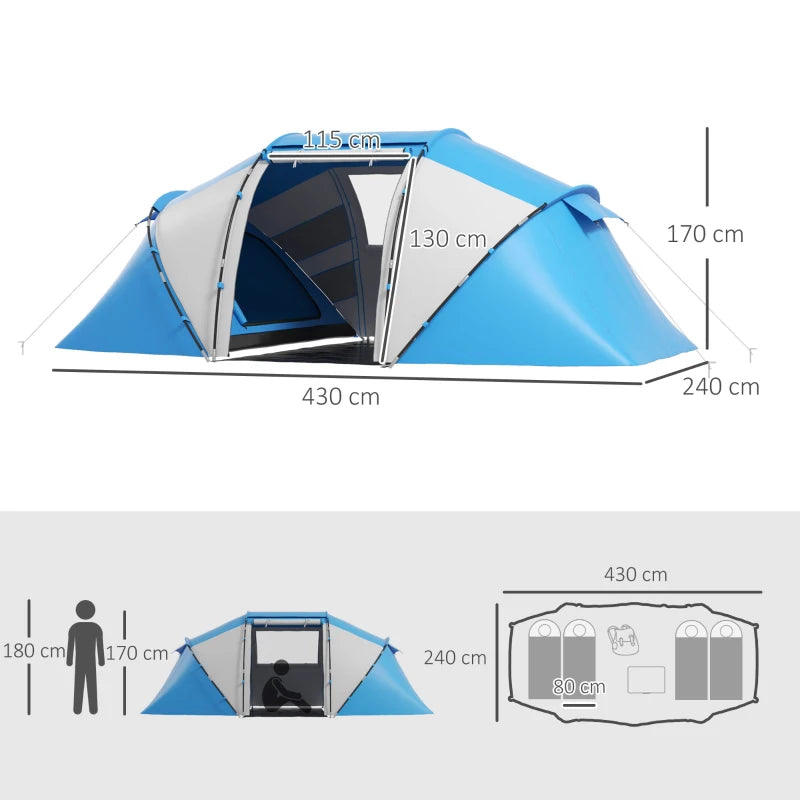 4-6 Man Tunnel Tent – Two Bedrooms & Sun Shelter