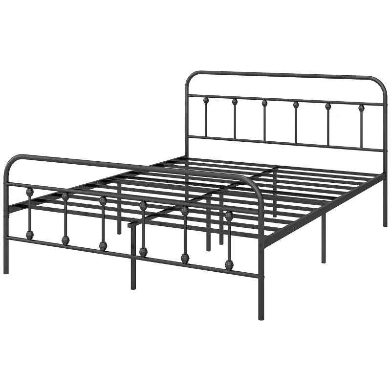 King Size Metal Bed Frame, Black Finish with Minimalist Design