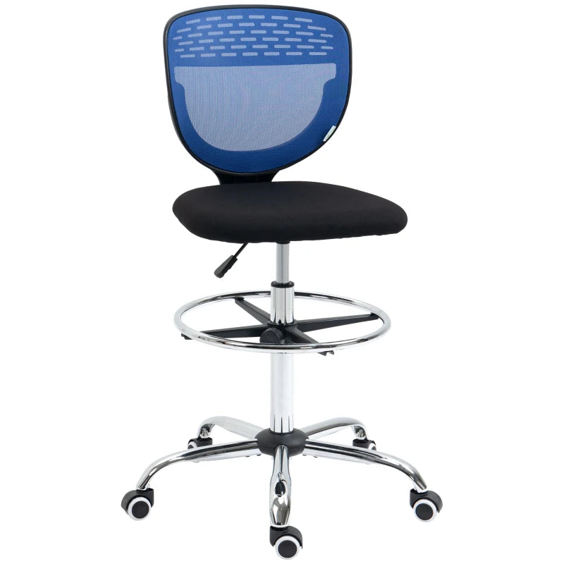 Mesh Drafting Chair – Adjustable Foot Ring, Dark Blue