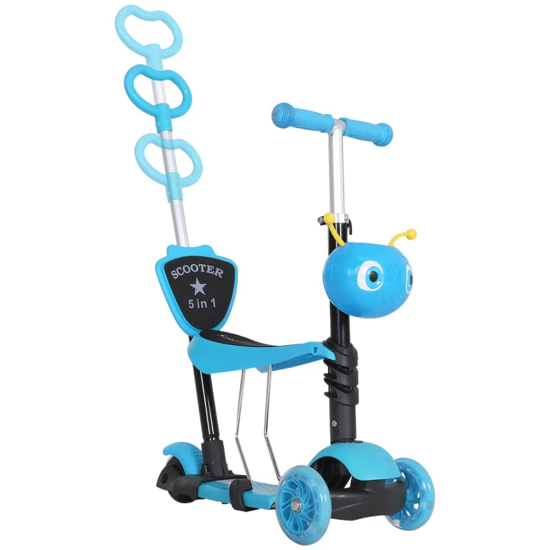 Adjustable Scooter for Toddlers with Removable Seat and Back Handle, Blue