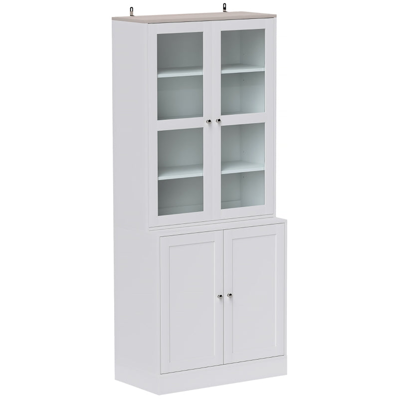 White Double Storage Cabinet – Display Cabinet with Glass Doors
