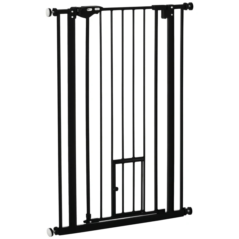 Extra Tall Pet Gate with Auto-Close Cat Flap