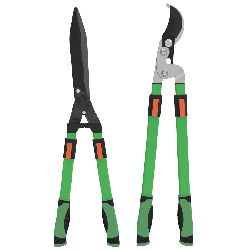 2-Piece Garden Shears Set with Telescopic Handles for Trimming Hedges & Shrubs