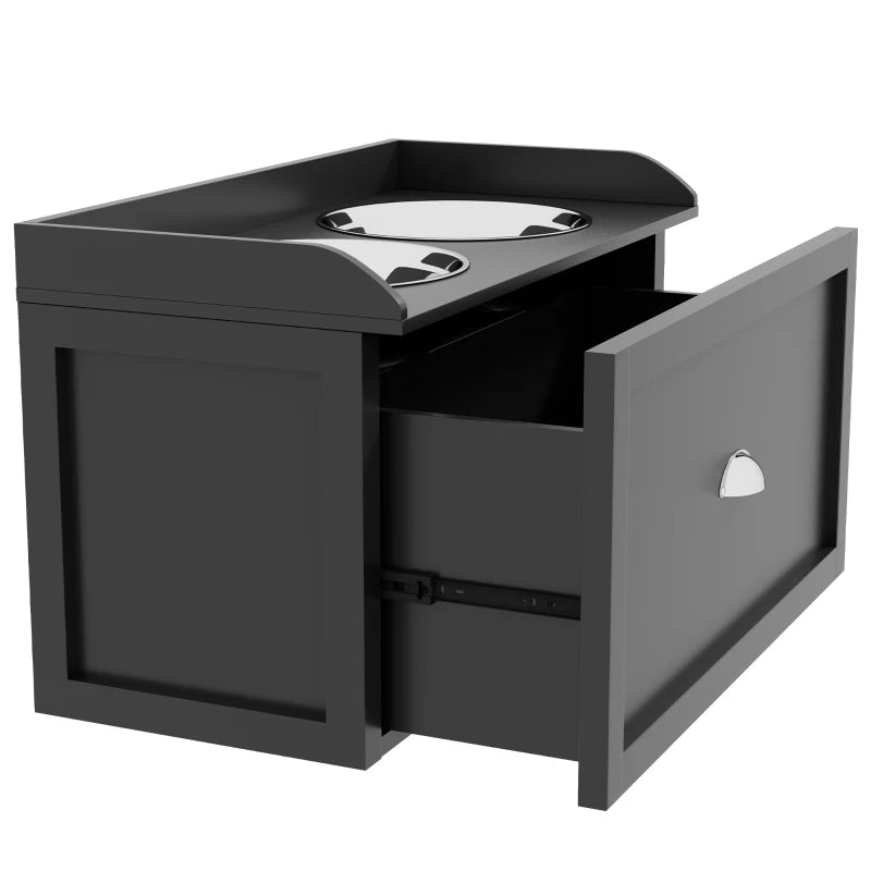 Stainless Steel Raised Bowls & Storage for Large Pets – Black