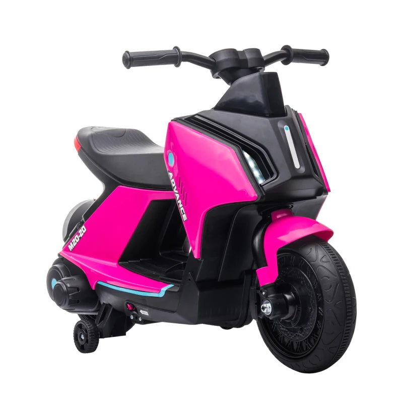 Electric 6V Ride-On Motorbike for Kids, Music, Headlights & Safety Wheels – Pink
