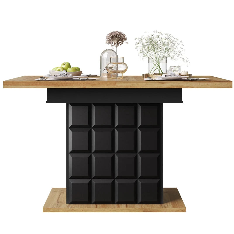 Black & Natural Extendable Dining Table, Foldable, Seats 4–6, 110–140cm