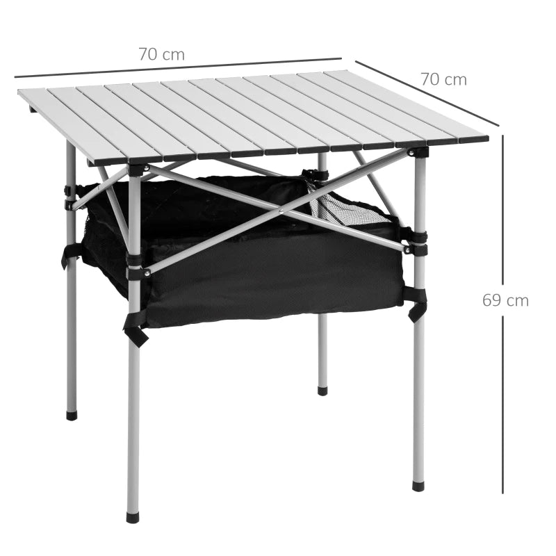 Silver Black Portable Hiking Table – Steel Frame