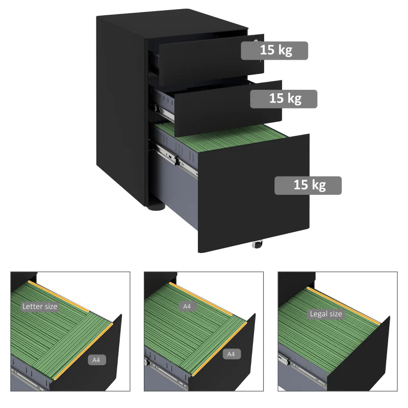eel Office Cabinet with Lock – Vinsetto Mobile File Storage for A4 & Legal