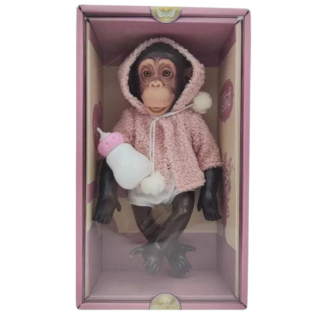 Askato Chimpanzee Monkey Doll in Coat 32cm, Cute Animal Figure Toy for Imaginative Play