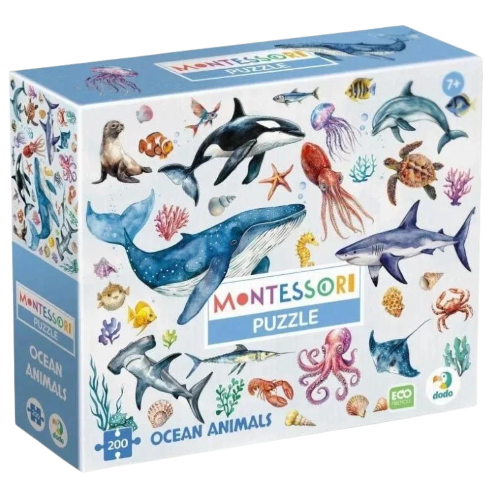 DODO Montessori Ocean Animals Puzzle 200 Pieces, Educational Jigsaw Game for Kids and Children